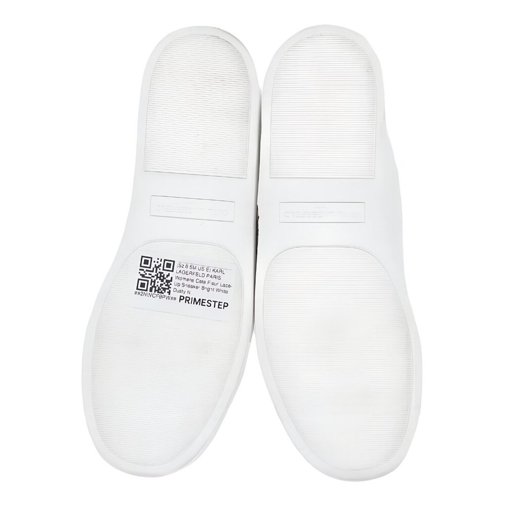 Karl Lagerfeld Cate Fleur Lace-Up Sneakers White Dusty Nude US 6.5M EU 37 - Picture 6 of 6